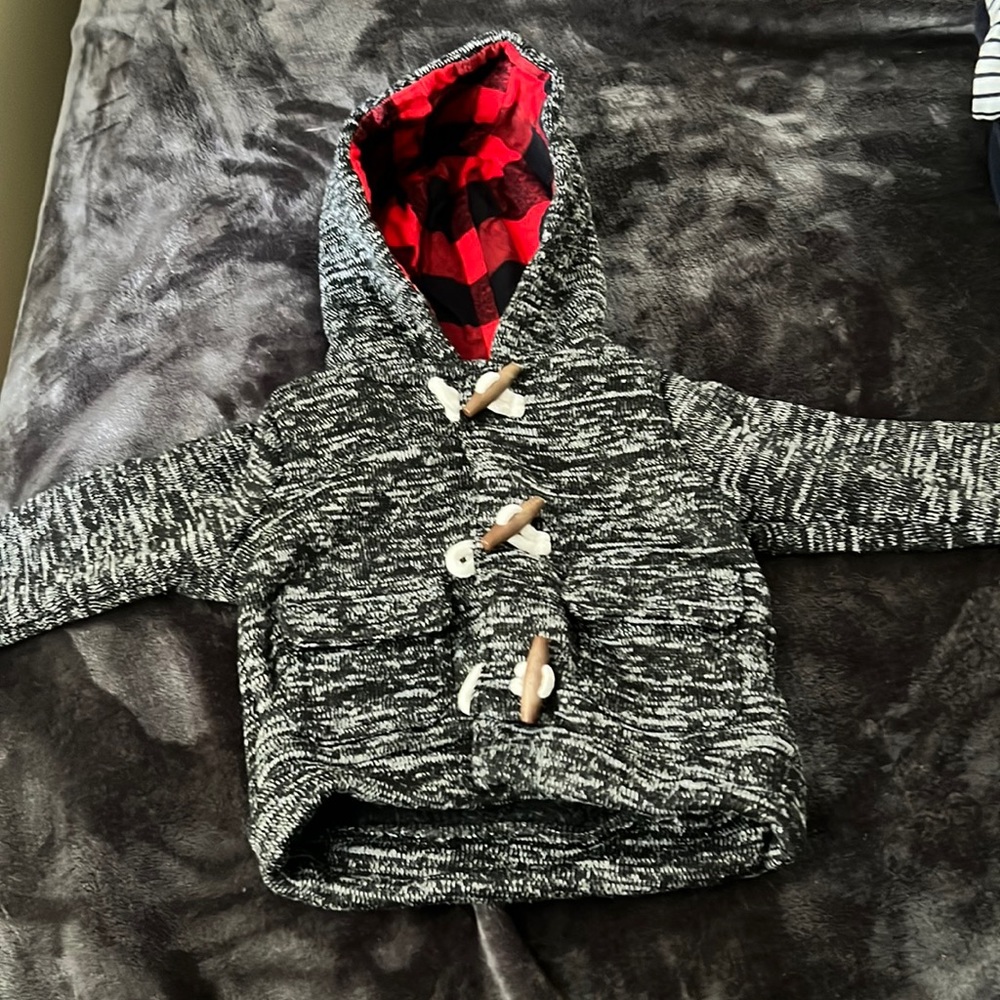 Dark gray hooded light jacket